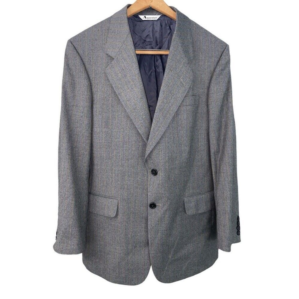 Aquascutum Of London Regent 100 Vintage Blazer Sport Coat Size 42 Gray Pinstripe